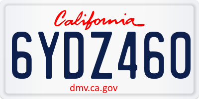CA license plate 6YDZ460