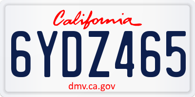 CA license plate 6YDZ465