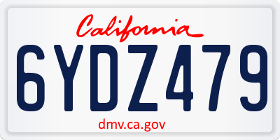 CA license plate 6YDZ479