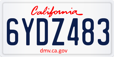 CA license plate 6YDZ483