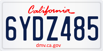 CA license plate 6YDZ485