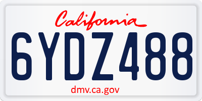 CA license plate 6YDZ488