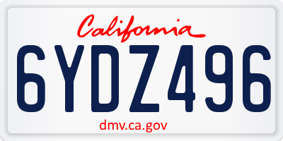CA license plate 6YDZ496