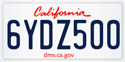 CA license plate 6YDZ500