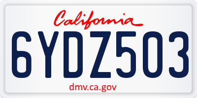CA license plate 6YDZ503