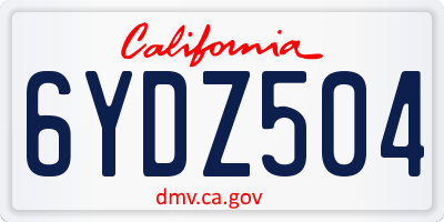 CA license plate 6YDZ504