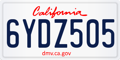 CA license plate 6YDZ505