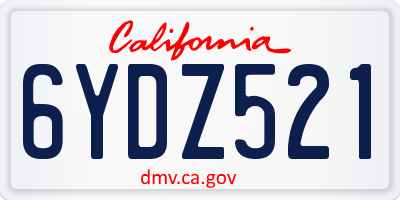 CA license plate 6YDZ521