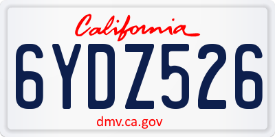 CA license plate 6YDZ526