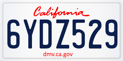 CA license plate 6YDZ529