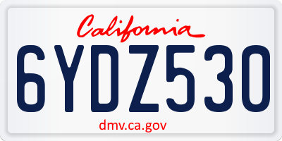 CA license plate 6YDZ530