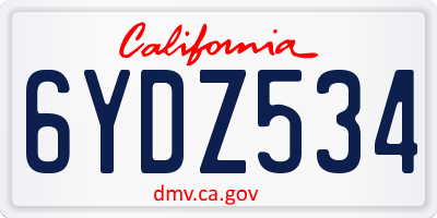 CA license plate 6YDZ534