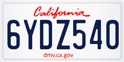 CA license plate 6YDZ540