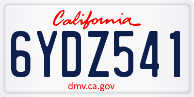 CA license plate 6YDZ541