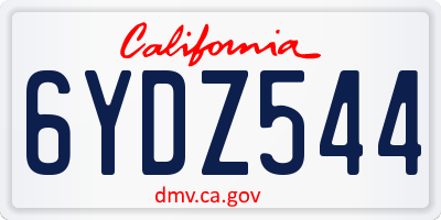 CA license plate 6YDZ544