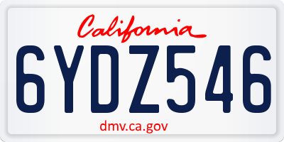CA license plate 6YDZ546