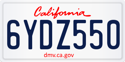 CA license plate 6YDZ550