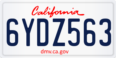 CA license plate 6YDZ563