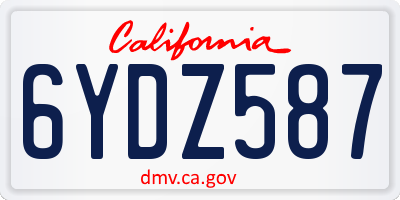 CA license plate 6YDZ587
