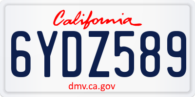 CA license plate 6YDZ589