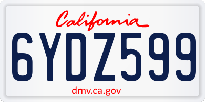 CA license plate 6YDZ599