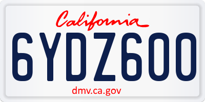 CA license plate 6YDZ600