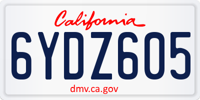 CA license plate 6YDZ605