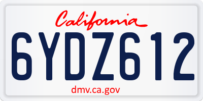 CA license plate 6YDZ612