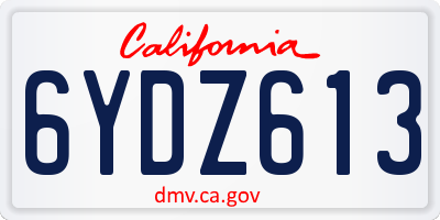 CA license plate 6YDZ613