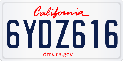 CA license plate 6YDZ616