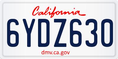 CA license plate 6YDZ630