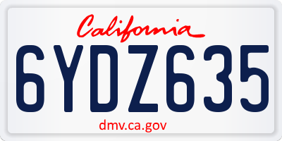 CA license plate 6YDZ635