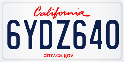 CA license plate 6YDZ640