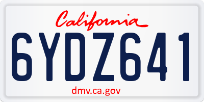 CA license plate 6YDZ641