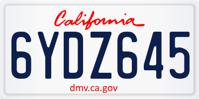 CA license plate 6YDZ645