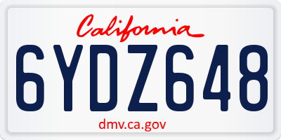 CA license plate 6YDZ648