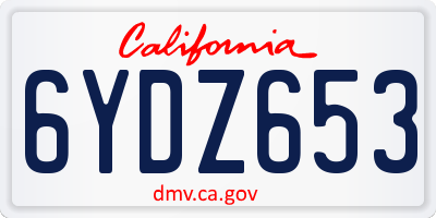 CA license plate 6YDZ653