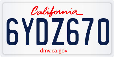 CA license plate 6YDZ670