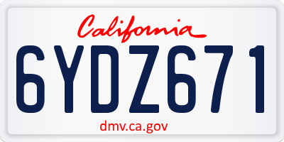CA license plate 6YDZ671