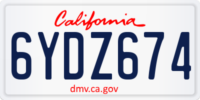 CA license plate 6YDZ674