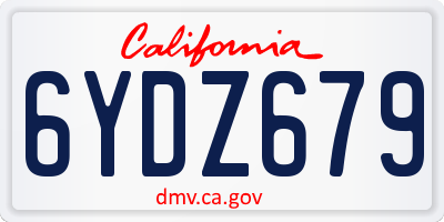CA license plate 6YDZ679