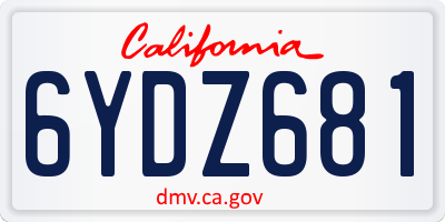CA license plate 6YDZ681