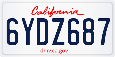 CA license plate 6YDZ687