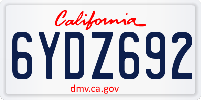 CA license plate 6YDZ692