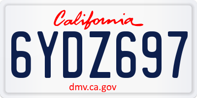 CA license plate 6YDZ697