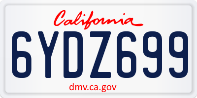 CA license plate 6YDZ699