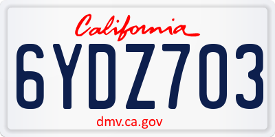 CA license plate 6YDZ703