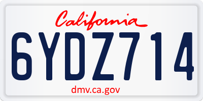 CA license plate 6YDZ714