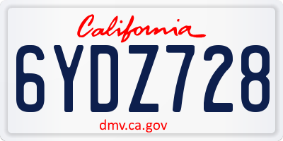 CA license plate 6YDZ728