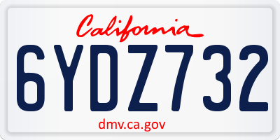CA license plate 6YDZ732